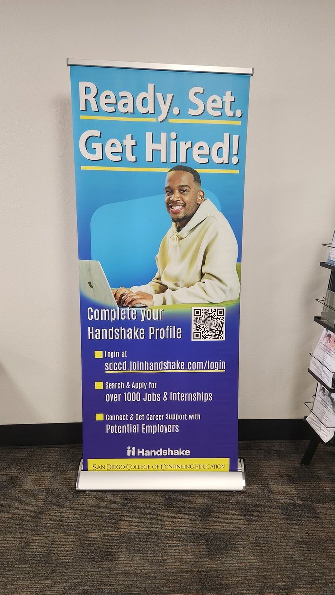 New banners. Connecting students to Handshake. Every campus@  Career and College Transitions supporting the student employment journey!!!! #employmentgoals #connectingtoemployers @SDCCEEDU