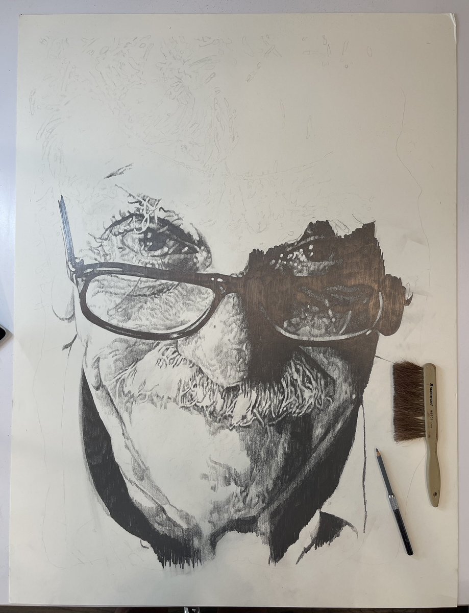 mattyglove's tweet photo. @GaryGulman @vonnegetgood 
Day 2 progress on piece for my favorite muse…
He’s peeking through a little today Gary :)
Glove
https://t.co/2GwZnbRd0E https://t.co/OeNFF1I1KG