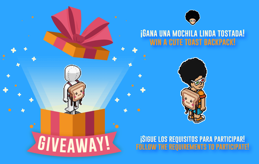 ✨️🎁 SORTEO GLOBAL 🎁✨️

¡Dos ganadores de una Mochila Linda Tostada! 🍞

🔵 Sigue a @Habtium
🟠 Repost + ❤️
🔵 Menciona 3 amigos
🟠 Nombre de usuario en Habtium (opcional)

⏳️ Finaliza el 27/09 #Habbo #TostadaHabtium