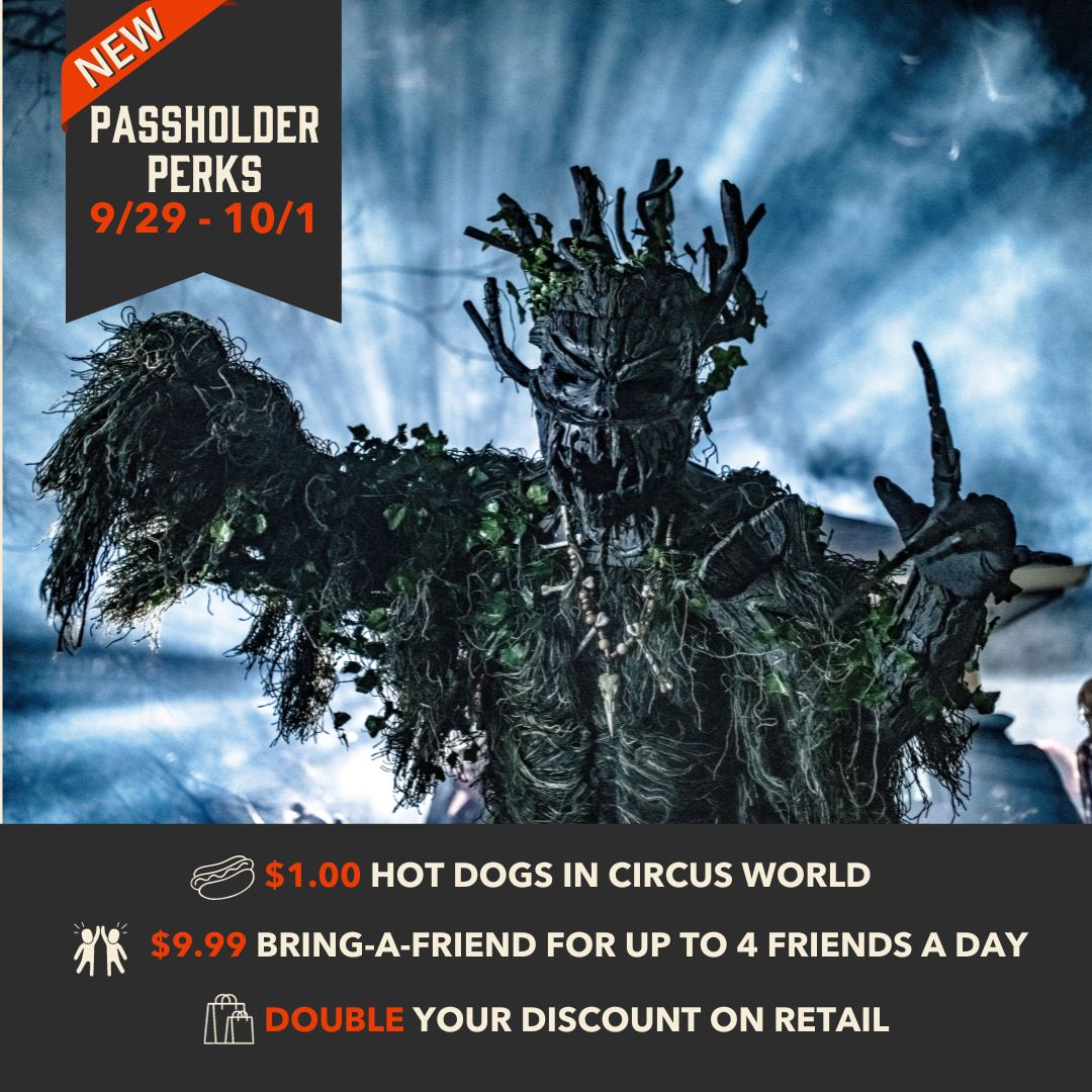 We've been brewing something special for season passholders! 🧙‍♀️

Enjoy new monster perks every weekend of Phantom Fall Fest! 🎃 Visit us this weekend with your season pass and enjoy all the above added perks.