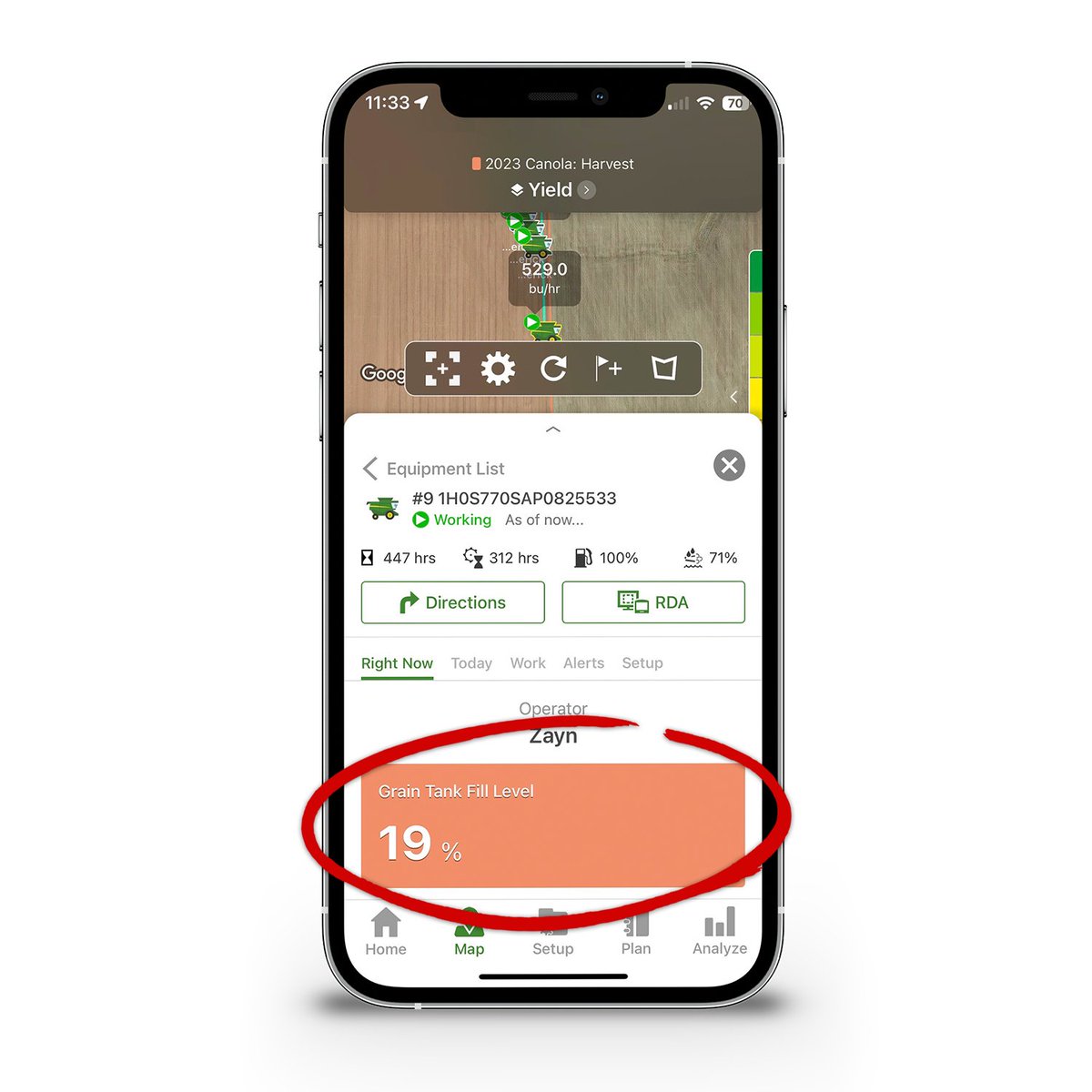 The latest release of <a href="/JohnDeere/">John Deere USA</a> Operations Center Mobile adds the ability to remotely monitor how full the grain bin level is on select combines! The grain cart operator's best friend this fall!