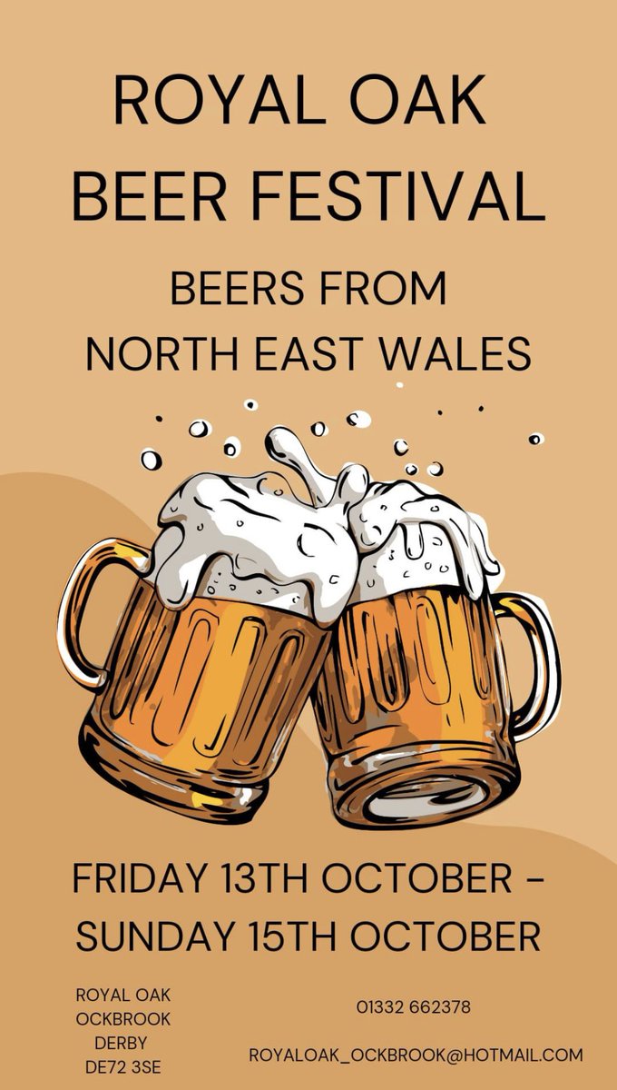 _royaloak's tweet image. It’s nearly time #beerfestival join us  from Friday 13th Oct. Everyone welcome #derby #Nottingham @derbypromo @derbyshire_live @VisitDerby @madederbyshire @DerbyDaysOut @NottinghamCAMRA @DerbyCAMRA
