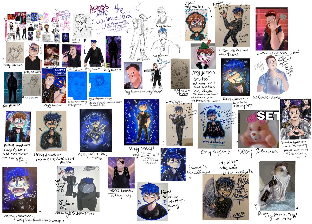 maksdumbart0120's tweet photo. Across the Codyverse is complete.. pick your fave mine is doggy pawson the others by me are CURSED AF! @whyworry_at_all @Stillme_fnw 
#CURSED #setitoff #setitoffband #midnightsio #offbrandsetitoff #acrossthecodyverse #codyverse #oldart #2018art #2019art #2020art #intothecodyverse https://t.co/HAe9zKZOq1