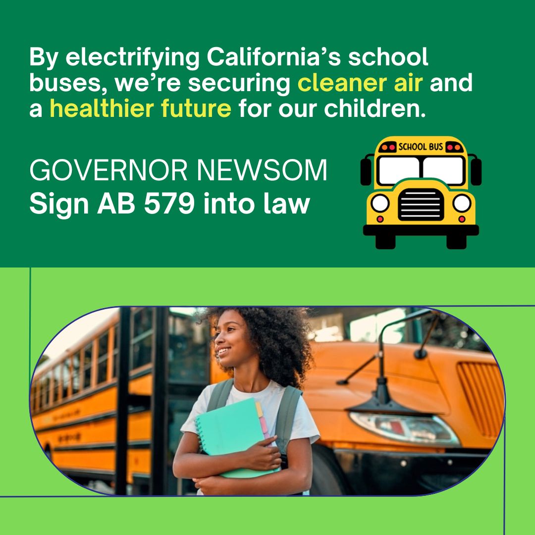 Bill #AB579 is on its way to @CAgovernor Gavin Newsom's desk for signing! This bill establishes a statewide goal for all new #schoolbuses to be #zeroemission by 2035. By #electrifying California's school buses, we can secure cleaner air and a healthier future for our children.