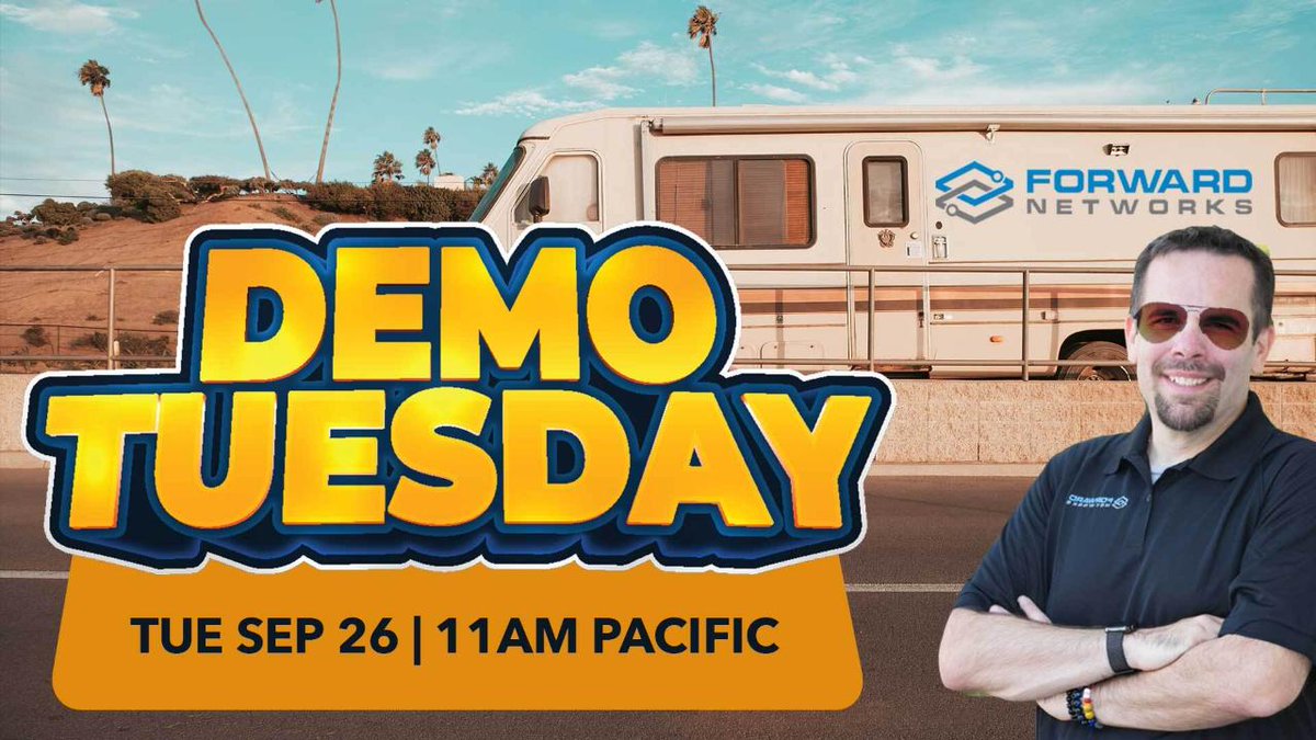 forwardnetworks's tweet photo. Mike Lossmann is taking the show on the road! Watch how the Blast Radius feature can localize a compromised host in seconds, even while on vacation, with Forward Enterprise. Live tomorrow from the Forward Networks HQ in sunny Santa Clara, California!
https://t.co/LI2u0pG72I https://t.co/b3Z4CJI20B
