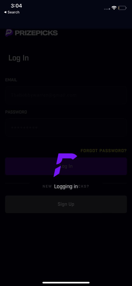 thebobbywarren's tweet photo. @PrizePicks I can’t login to prize picks, it just continues saying logging in. Any tips? I’ve deleted app, allowed access etc. https://t.co/BRQgzknFn1