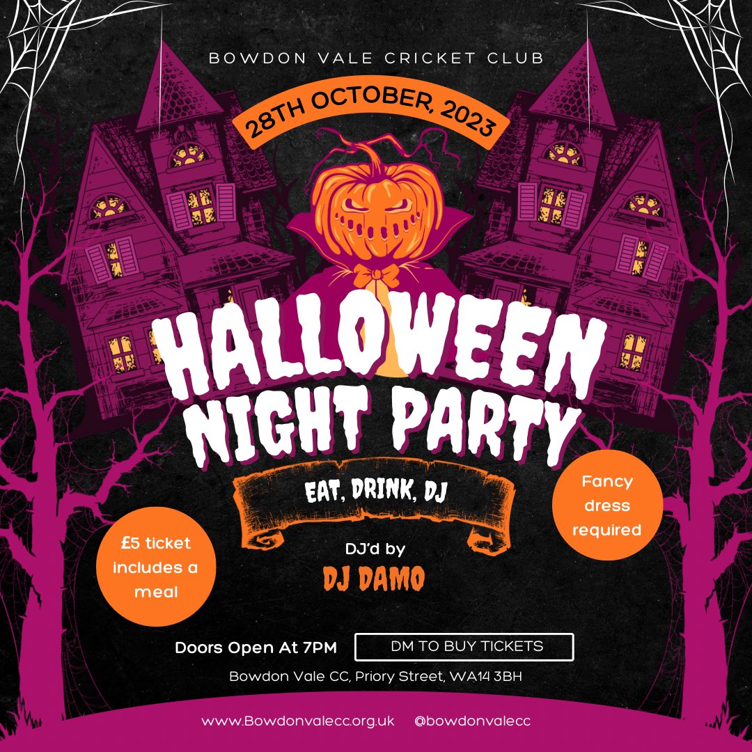 🎃 Join us for a spooktacular Halloween party on October 28th! 👻 £5 entry fee includes a delicious hot meal. Don't miss out on the fun!  DM to grab your ticket and let’s get spooky!🕸️ #HalloweenParty #CostumeContest #SaveTheDate