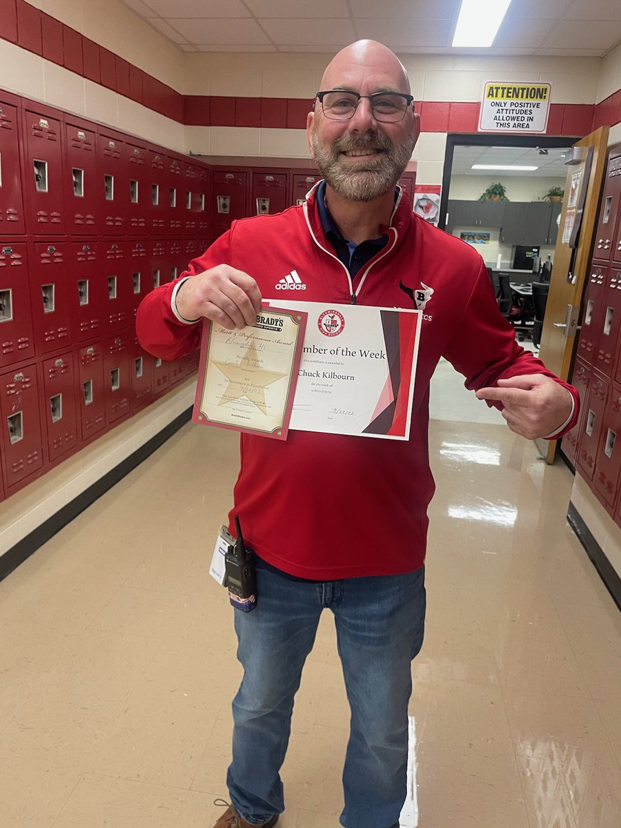 BloomingdaleSHS's tweet photo. Congratulations to Coach Kilbourn and Michael Leavitt for being selected as our student and staff member of the week. Go Bulls! 🤘 https://t.co/UnXQgqBnDl