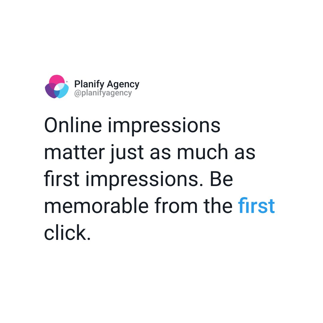 From the first click to the 'wow' moment—Are you making your online interactions count?

#planifyagency #planifyyourbusiness #marketingthatworks #onlineimpressions #analytics #socialanalytics #digitalmarketing