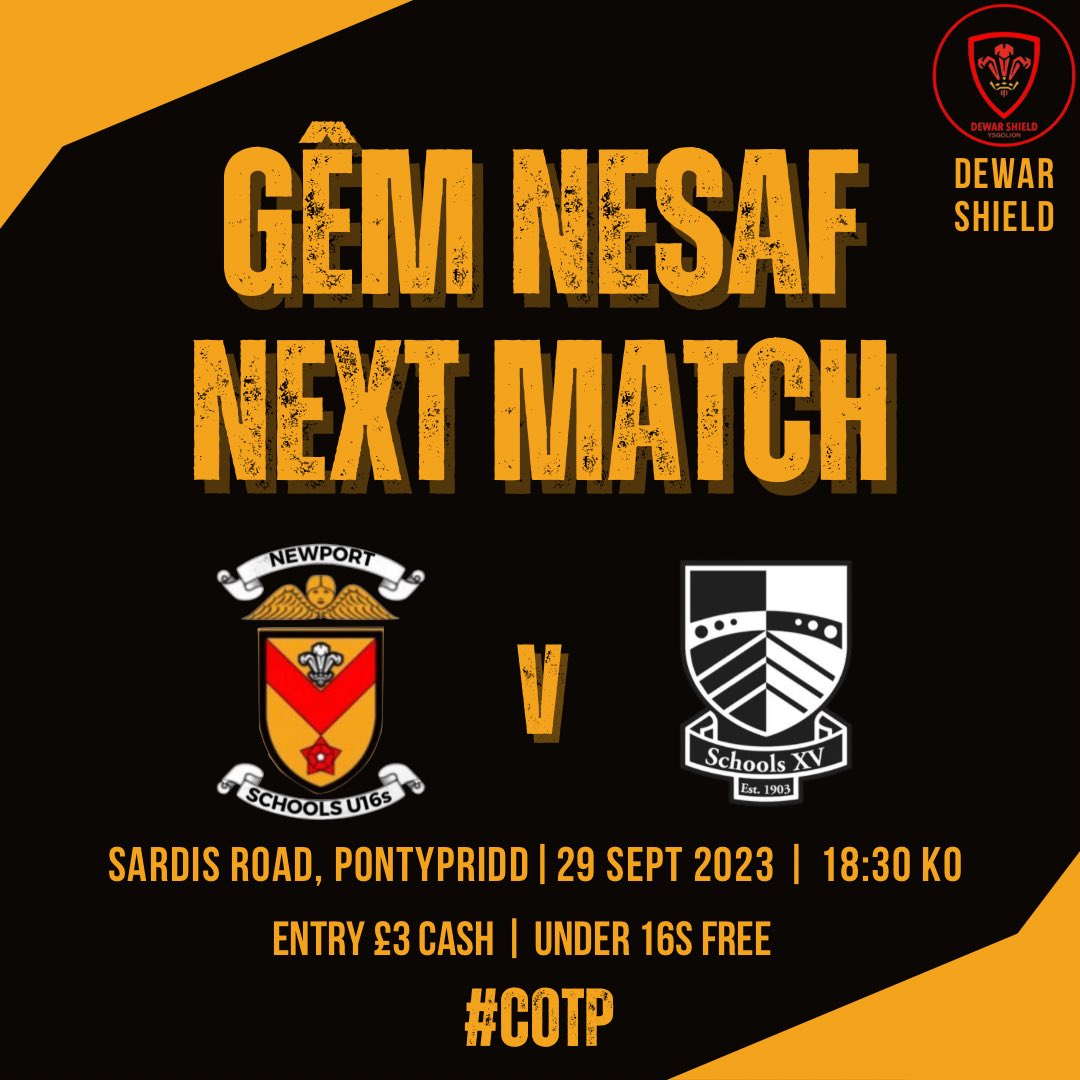 ⚫️🟡 Fixture Announcement⚫️🟡

Up next we take a trip up to the Rhondda Valley to face last seasons Dewar Shield finalists <a href="/PontyPSRU/">Ponty Schools U16s</a> 

A fantastic opportunity for the lads to play at one of Welsh rugbys most famous grounds Sardis Road.

#COTP