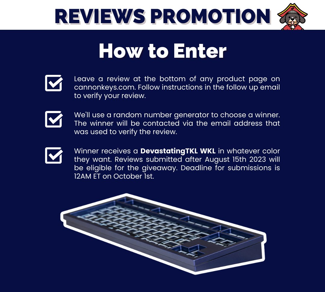 CannonKeys's tweet photo. Want to win a DevastatingTKL? Just follow the steps to enter!

#cannonkeys #brutalseries #devastatingtkl #tklkeyboard #keyboards #customkeyboards #mechkeys #mechanicalkeyboards #customkeebs #diykeyboards https://t.co/5y9svdXVD2