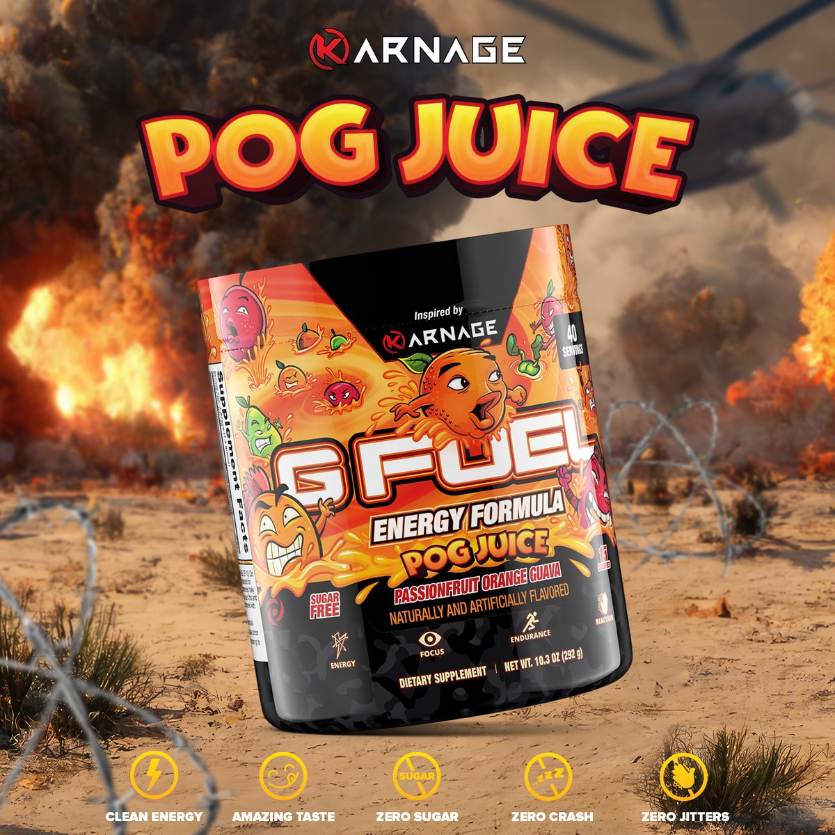 ❤️ 𝗥𝗧 + 𝗖𝗼𝗺𝗺𝗲𝗻𝘁 '𝗣𝗢𝗚' to win a TUB of @KARNAGEclan's BRAND-NEW #GFUEL '𝐏𝐎𝐆 𝐉𝐔𝐈𝐂𝐄'!!! 2 winners picked tomorrow to celebrate the EARLY-ACCESS launch! 🔥😲💥 🛒 𝐆𝐄𝐓 𝐘𝐎𝐔𝐑𝐒: gfuel.ly/pog-juice-x