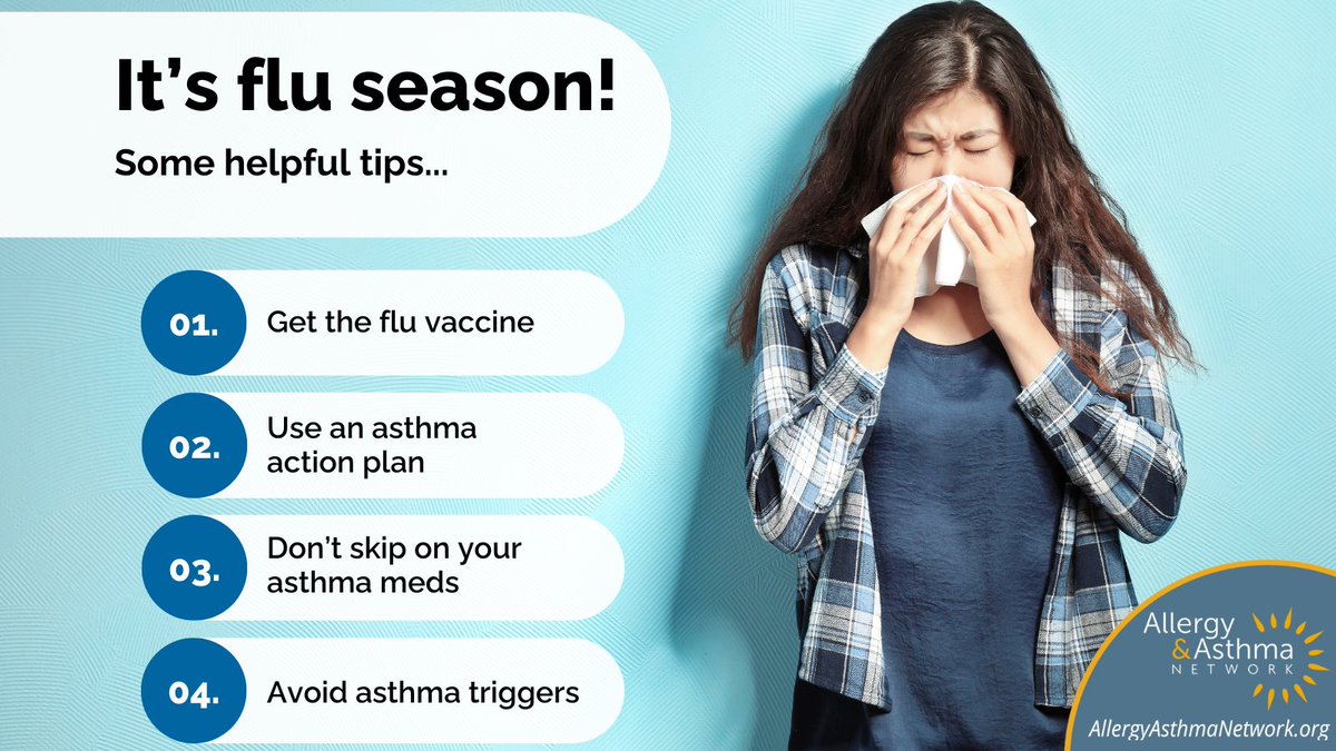 FACT: #Asthma increases the risk of pneumonia when battling the flu. 🤧🫁🦠

Protect yourself:
✅ Get the flu vaccine
✅ Have an asthma action plan
✅ Take meds as prescribed
✅ Dodge asthma triggers

Let's #FightFlu together! Learn more about flu shots: allergyasthmanetwork.org/news/why-getti…