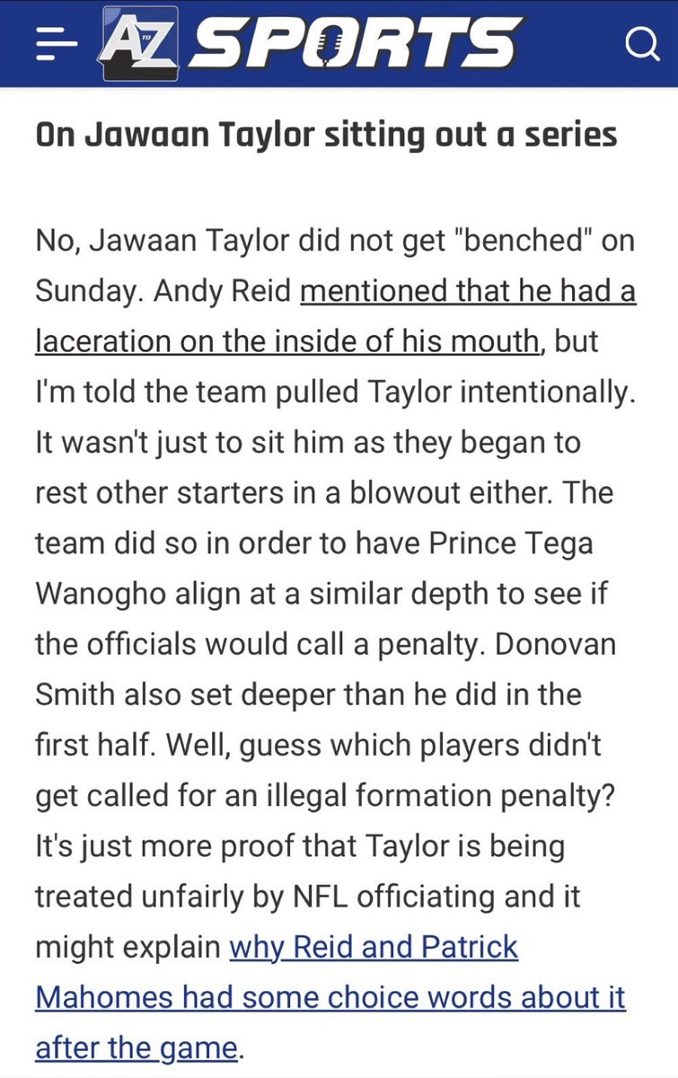 LanceTHESPOKEN's tweet photo. I take back everything I said. Andy Reid was an absolute genius for doing this and he EXPOSED the NFL and the bullshit they’ve been pulling with Jawaan Taylor. Y’all are straight clowns ⁦@NFLOfficiating⁩ https://t.co/reIQEW1fLb