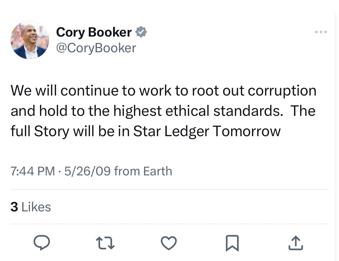 kenklippenstein's tweet photo. Senator @corybooker, why haven’t you called for Bob Menendez to resign? https://t.co/JwA8dLXx8E