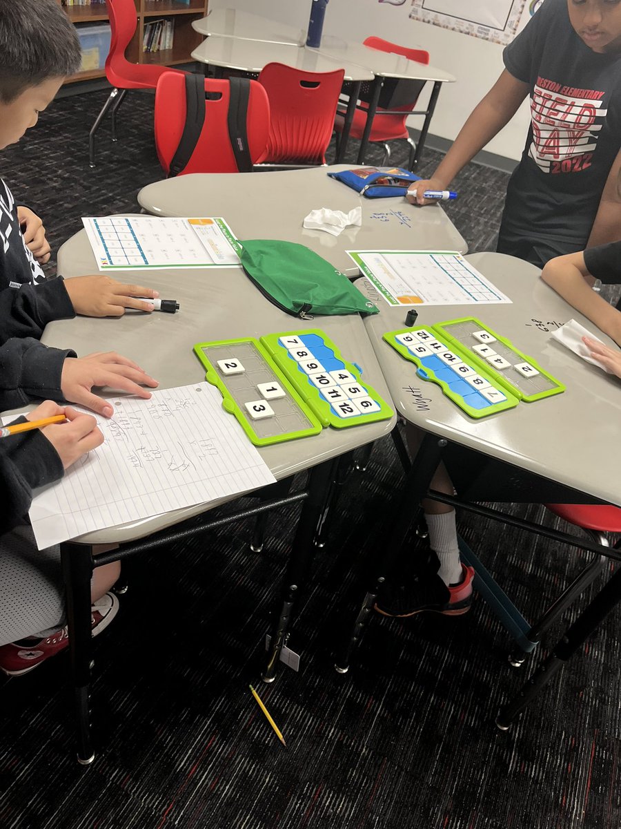 Icenhower4VAISD's tweet photo. We LOVE using Versatiles to work on different skills in the classroom! Thanks @hand2mind! Everyone is engaged and their work is self checking!! #ThePrestonPride #wedomath https://t.co/dmSoQ2KYCj