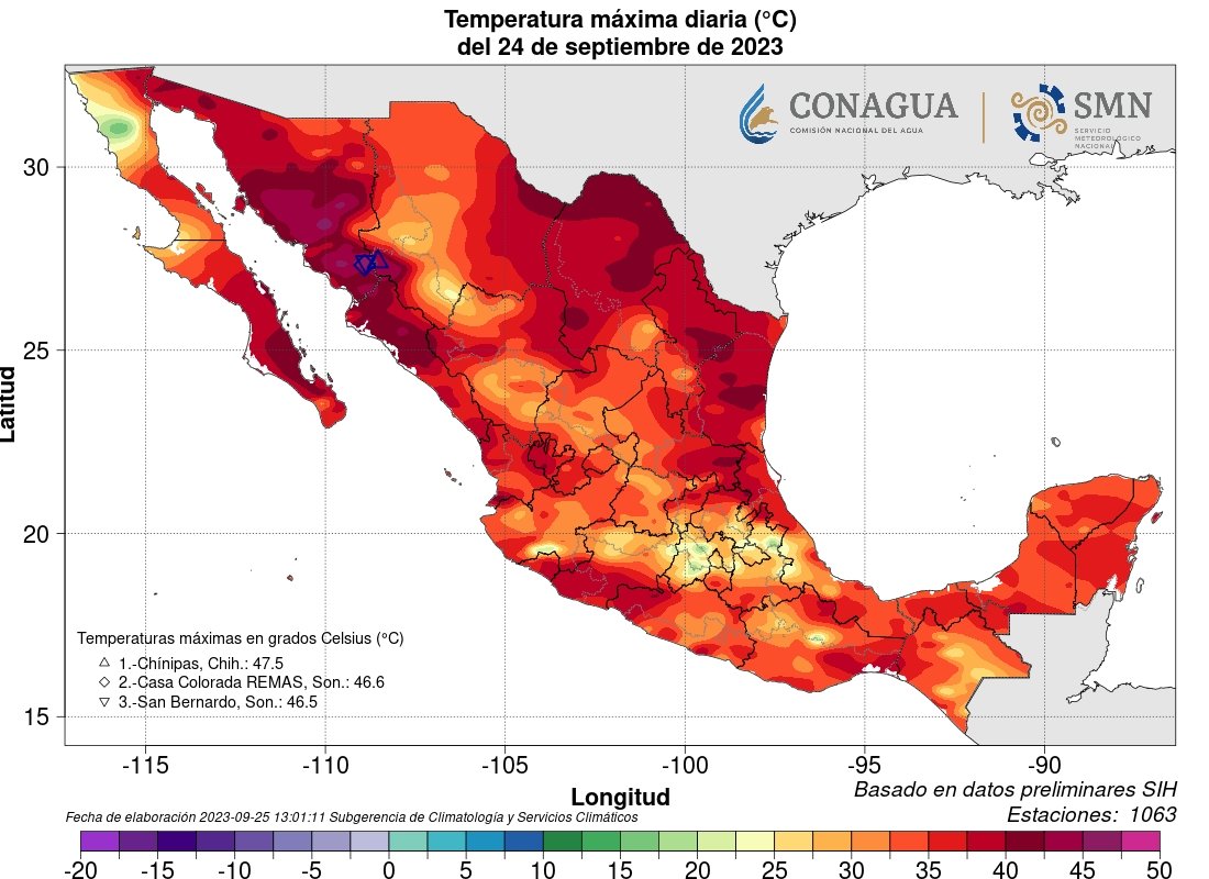 Extraordinary, historic heat wave in #Mexico 

The temperature at Chinipas yesterday rose to 47.5C/118F,we are at world record levels for end of September!
Only Makkah ,Saudi Arabia ever recorded such temperature in the last week of September.
BTW Iraq today was close with 46.6C