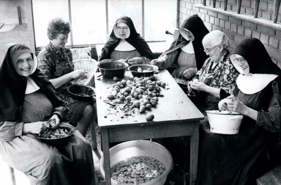 When I found this picture of nuns peeling potatoes I thought I got to get it into the movie. It really captured the humble lifestyle that real nuns live.