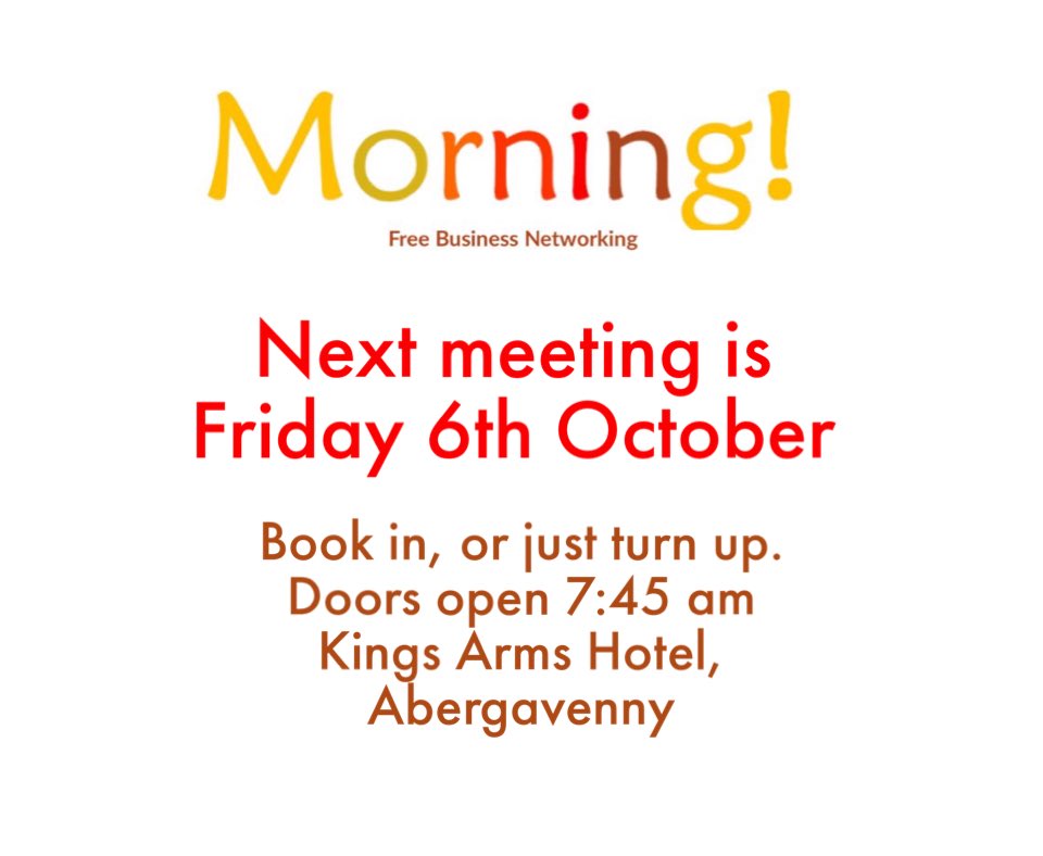 Morning! Abergavenny (@morningaber) on Twitter photo Would you like to join a friendly and welcoming group of businesses who get together for free on the first Friday of (most!) months <a href="/KingsArmsAber/">Kings Arms Hotel</a> Why not join us in October - booking and details here: bit.ly/3EOziV0 Would you like to join a friendly and welcoming group of businesses who get together for free on the first Friday of (most!) months <a href="/KingsArmsAber/">Kings Arms Hotel</a> Why not join us in October - booking and details here: bit.ly/3EOziV0