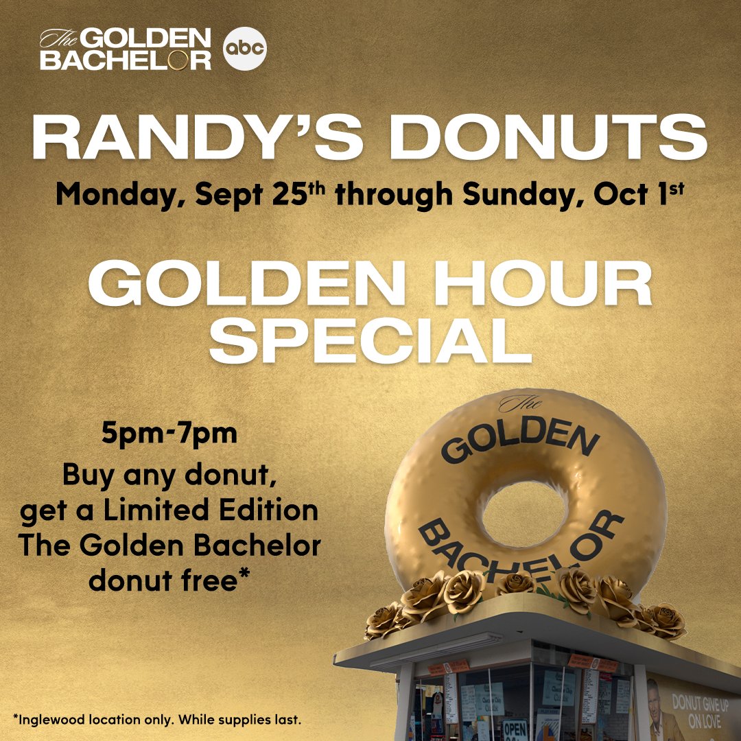 Donut give up on love! If you're in LA, stop by Randy's Donuts this week for #TheGoldenBachelor special donut to celebrate Thursday's premiere! 🍩