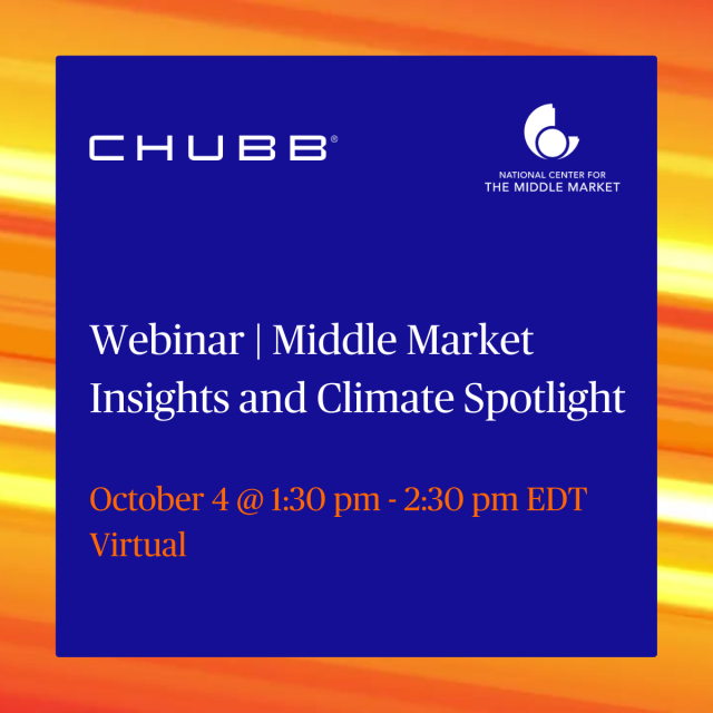 REGISTER: Middle market companies are fundamental to the U.S. economy. They face unique challenges, concerns and considerations. Join us for a virtual discussion on middle market business trends — with a Chubb Climate+ feature — on October 4 at 1:30 pm EST bit.ly/48nvg3z