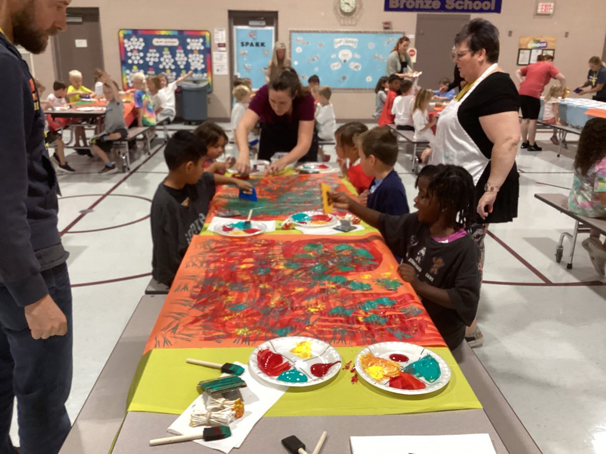 Today was the All School Art Project day. The students used a variety of techniques to paint. We can't wait to see what it looks like in the end. Thank you to all the parents who helped out today. We couldn't of done it without you.