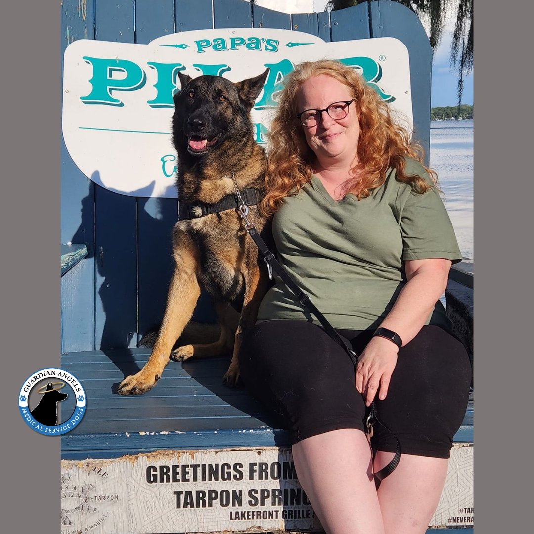 😇How we Love seeing those smiling faces!!😁 Recipient Nicola shared this #Pawsome Pic with her Super #ServiceDog, Shuggie🐕‍🦺 as they took a little vacay!🏖️ Keep on rocking that beautiful #NewNormal, you two!💙🐾 #Love #GSD #ServiceDogs #NewNormal #DogTwitter #DogsofTwitter