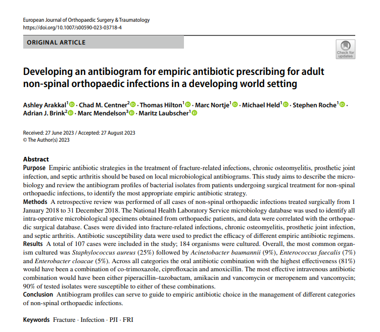 OruUct's tweet photo. A recent open-access publication on #antibiogram for LMICs.
Read the article here: https://t.co/KNjnmcFkGy
@UCTSurgSoc @UCTHealthSci @UCTLibrary @uct_bmhsl @UCT_news @UCT_Research https://t.co/AtFO3SyWTW