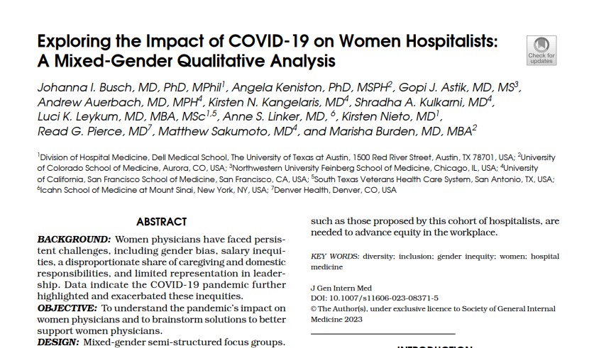 JGIM Journal of General Internal Medicine (@journalgim) on Twitter photo A mixed gender qualitative analysis of the impact of #COVID19 on women #hospitalists raises concern for women hospitalists' career advancement <a href="/yohabuschi/">Jo Busch, MD PhD MPhil</a> <a href="/DellMedSchool/">Dell Medical School</a> rdcu.be/dlus3 A mixed gender qualitative analysis of the impact of #COVID19 on women #hospitalists raises concern for women hospitalists' career advancement <a href="/yohabuschi/">Jo Busch, MD PhD MPhil</a> <a href="/DellMedSchool/">Dell Medical School</a> rdcu.be/dlus3
