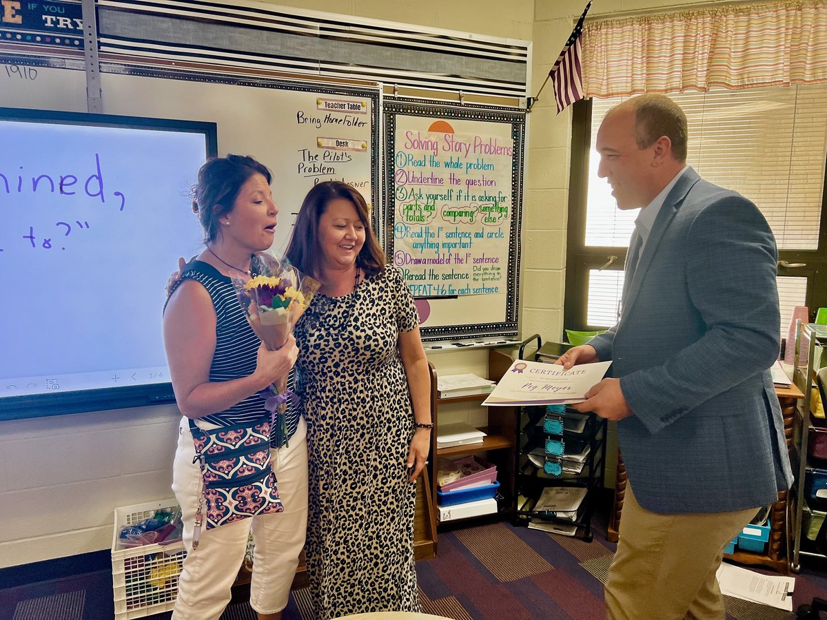 USD262's tweet photo. Congratulations to Peg Meyer, a 3rd grade teacher at Wheatland Elementary, for being named our district's 2025 KS Teacher of the Year nominee. Meyer, who has taught in the district for 14 years, was surprised with the news by Principal Rachel McClaran &amp; Superintendent Greg Lehr. https://t.co/CLisxtMan9