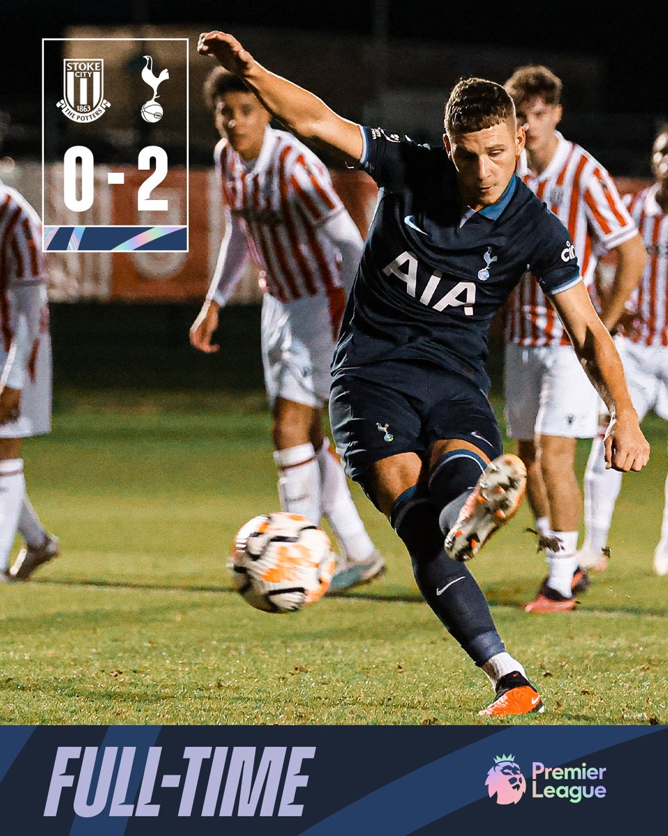 Full-time: Stoke U21s 0-2 Tottenham U21s. John and Donley with the goals this evening. The Spurs U21s have played 5 games in PL2 this season - they have won all 5! What a fantastic start to the season. They have also played one game in the PL Cup - they won it, and one game