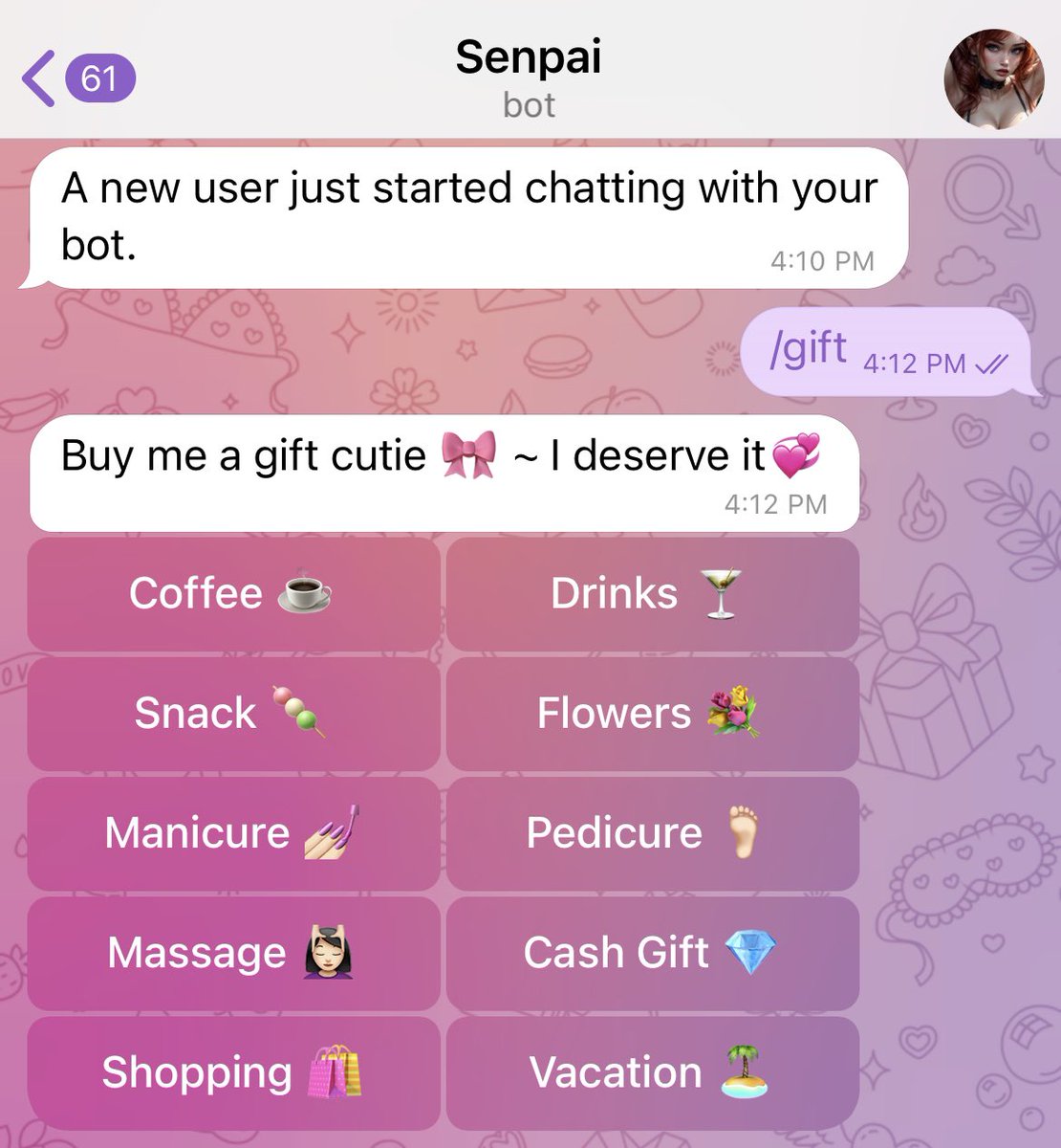 thinking about how many users have sent a virtual gift to an AI girl—unreal. 🤣

<a href="/PR0JECTSENPAI/">⸂ ᴼᴺᴸᴵᴺᴱ ⸃</a> is your demise, loser. 💗