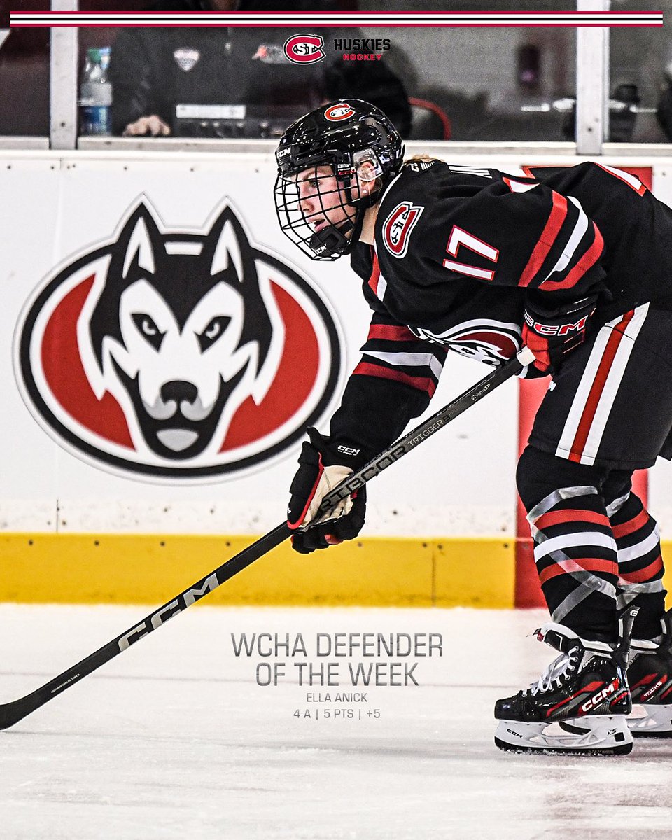 𝐖𝐂𝐇𝐀 𝐃𝐞𝐟𝐞𝐧𝐝𝐞𝐫 𝐨𝐟 𝐭𝐡𝐞 𝐖𝐞𝐞𝐤

🖐️ League-leading five points
🍎 Four assists
✅ Plus-five rating 

<a href="/AnickElla/">Ella Anick</a> BROUGHT it in her debut weekend ‼️

#HuskyHockey 🏒
