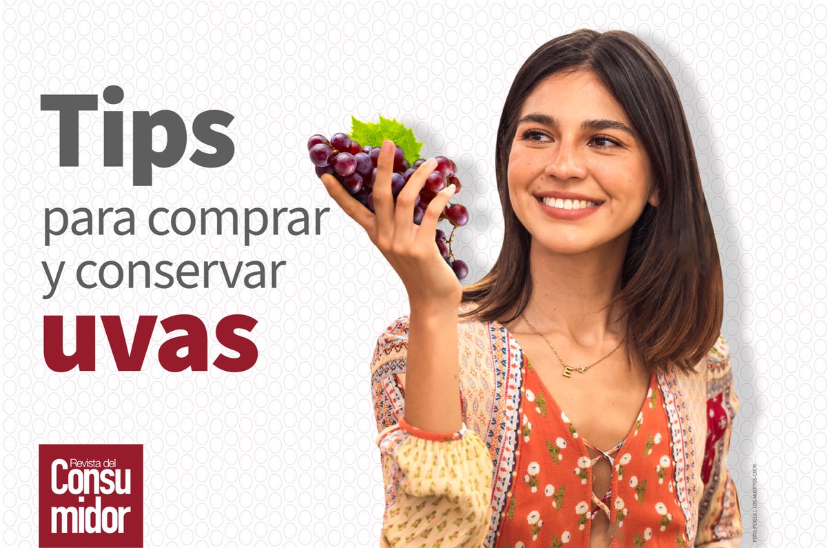 Profeco's tweet photo. 🍇La #Uva es rica en vitaminas A, B1, B2, B3, B6, C y E. Además contiene antioxidantes como antocianos, flavonoides y taninos.
🛒Aprende a comprarla y conservarla.
#ComeSaludable #ConsumeVariado https://t.co/SQpEGVa9gs