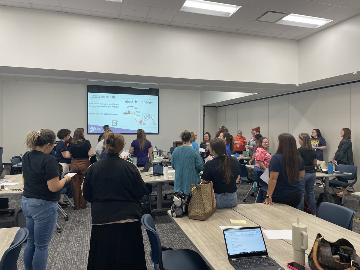 KimberlyDMitch1's tweet photo. @Seidlitz_Ed’s Isaac Martinez engaging ICs &amp; EL Facilitators in the power of the Visual Non-Glossary with Roving Paragraph and #QSSSA. Learning through doing and discussing! @KatyOOL https://t.co/z4iplXESka