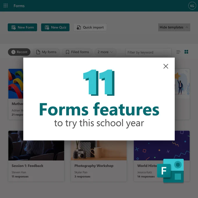Create efficiencies and stay organized this school year with these 11 helpful features from Microsoft Forms 📝 

Details msft.it/60149YZtp 

#edtech #edchat #MIEExpert