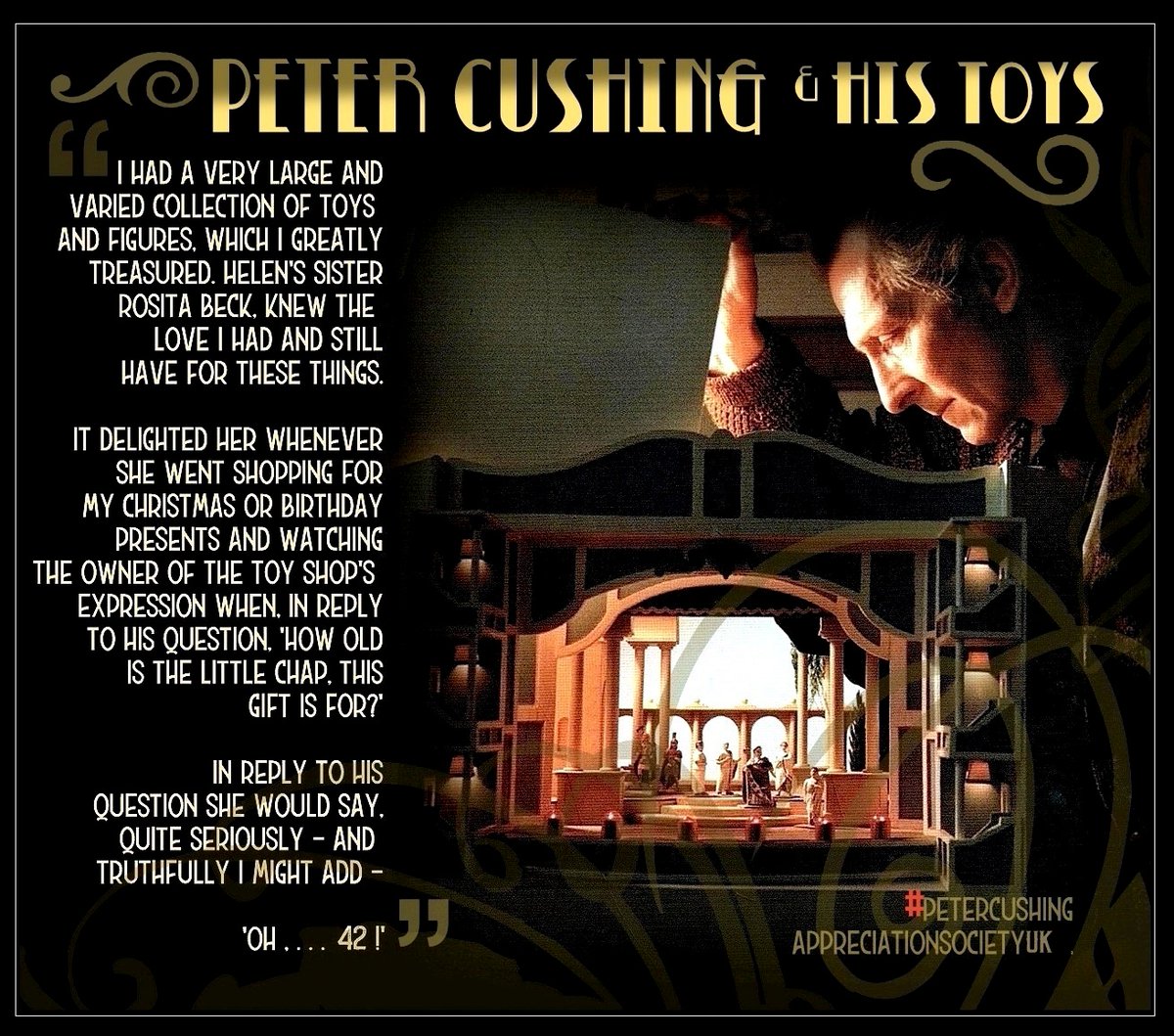 PCASUK's tweet photo. '#LITTLEWARS, WORKING MODEL THEATRES, BIG HOBBY and TALENT!' #PeterCushing and passion for #modelmaking and #LittleWars games! Here https://t.co/kE4GMylkUy today! :) - Marcus https://t.co/JAT7fBP157
