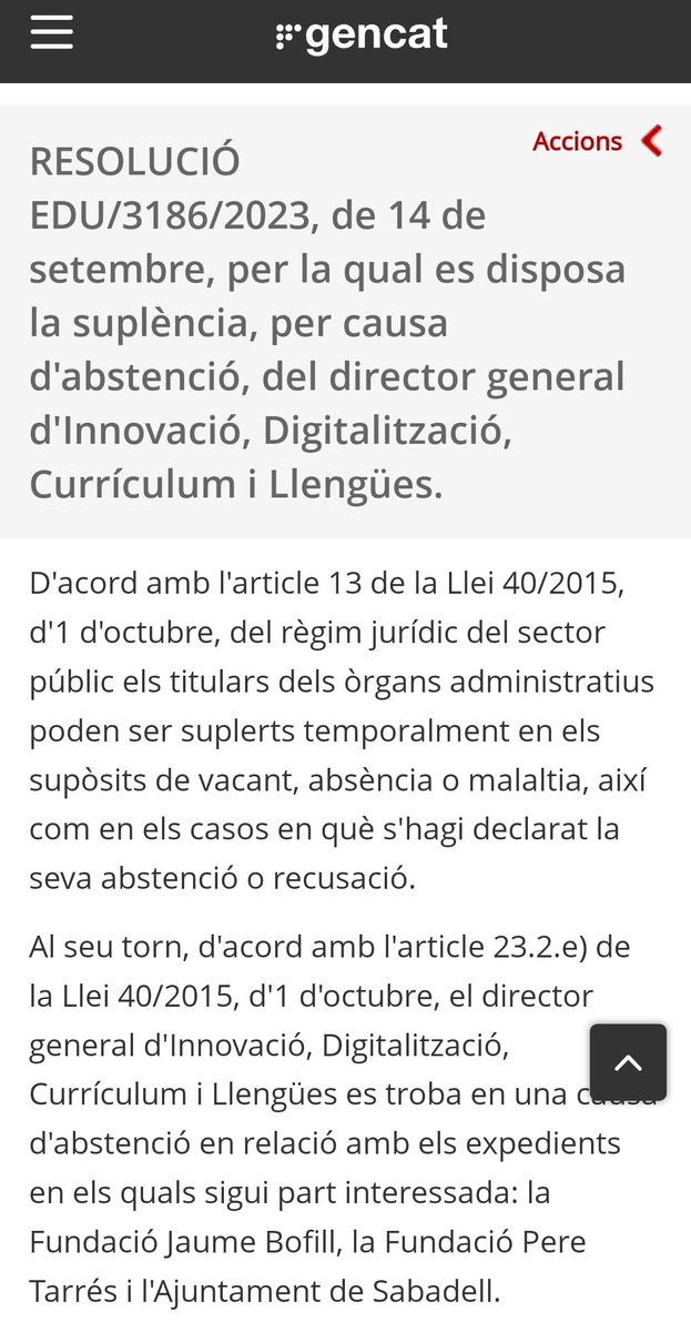 ifig30's tweet photo. Com de gran ha de ser la cagada/prevaricació/delicte, perquè que el @educaciocat hagi d'apartar el Cuevas de tot el que tingui a veure amb la Bofill.
Sembla que serveis jurídics per fi ha vist que endollar directament algú de la Fundació a un càrrec públic pot portar problemes. https://t.co/YVCbIFo8Hi