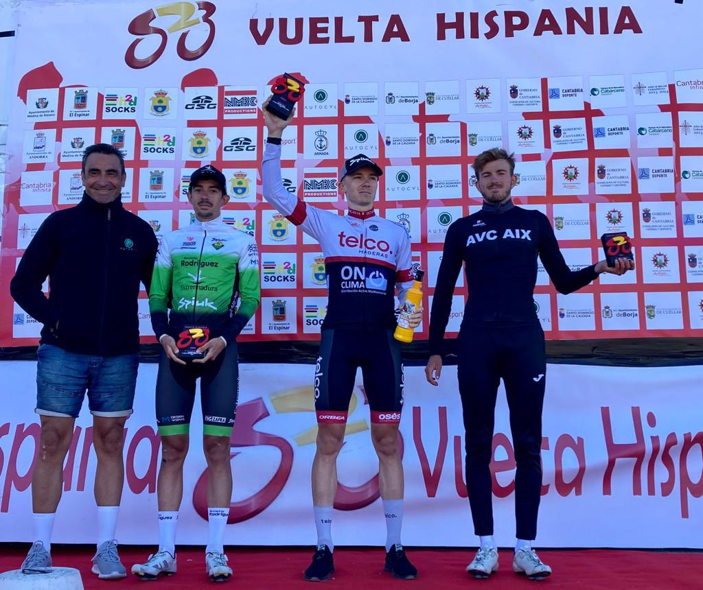 jpmonzu's tweet photo. 4 podios en la #FuentedelChivo en #AltoCampoo Orgulloso de este equipazo, se han dejado la piel en la etapa reina de #VueltaHispania23 
🥈Etapa. #AlbertoAlvarez 
🥇Por Equipos 🚴‍♂️🚴‍♂️🚴‍♂️
🥇Metas Volantes #JaviCeballos 
💪 Combatividad #DavidChamorro 
@TeamExtremadura https://t.co/OUkWzMigop