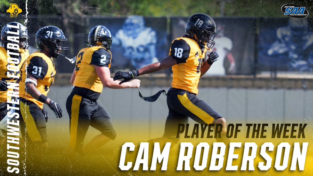 Not one, not two, but THREE interceptions for Cam Roberson lands him a spot as SAA Defensive Player of the Week! 🏴‍☠️ 🏈 @SUPiratesFB