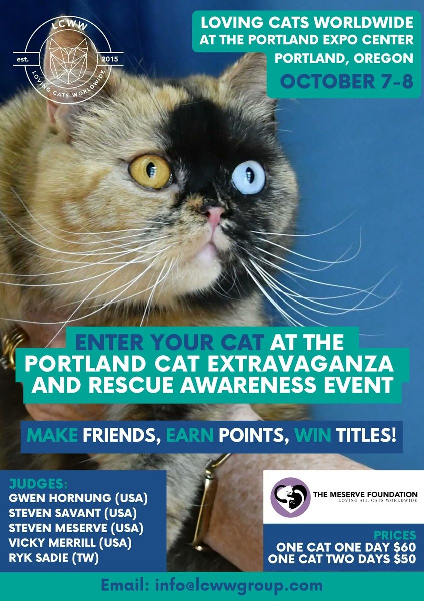 📢 Calling all fur parents: We want to judge your cat! Only 12 days until opening day, and even less to sign your cat up for judging! 🙀 Don't know where to start? Send an email to info@lcwwgroup.com, or enter here: buff.ly/3LBJqE6 Get tickets: buff.ly/3LwqCpN