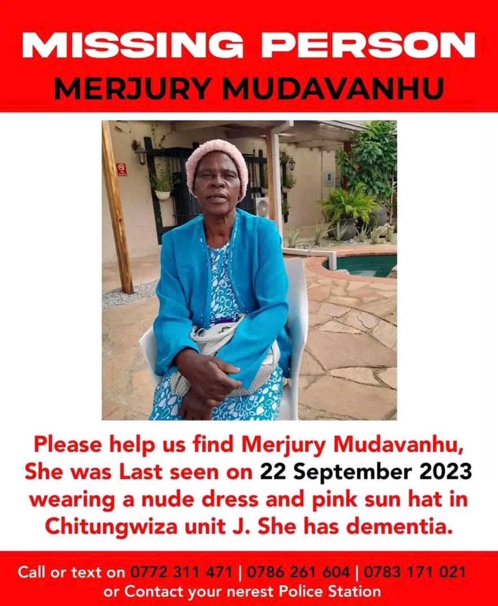 simbx_ZW's tweet photo. Missing person alert, kindly REPOST for awareness🙏🏾 https://t.co/cFXJoc7T9R