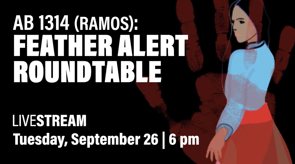 AsmJamesRamos's tweet image. Please join us tomorrow at 6:00 p.m. for our Feather Alert Roundtable:

Facebook: facebook.com/events/1356460…
                                                                    
YouTube : youtube.com/live/KnAwedG9h… 

#featheralert #tribalrepresentation #MMIP