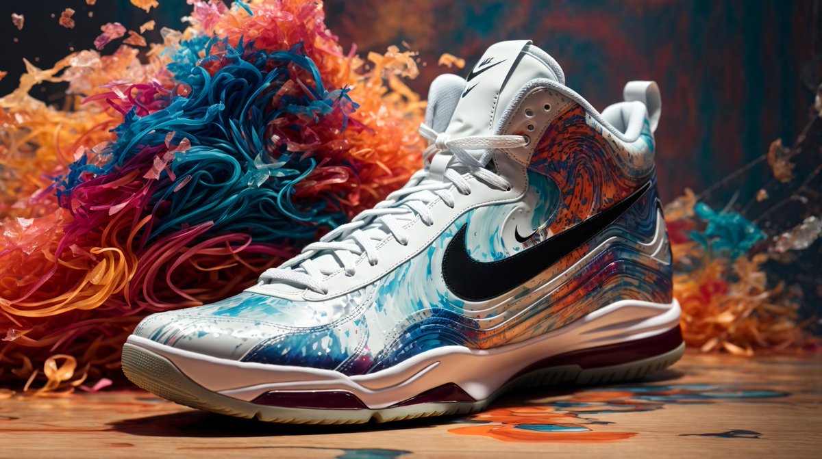 asifbe4live's tweet photo. "Imagine a Nike basketball sneaker that combines the sleekness of a an unique and intriguing art style that combines elements of ink fusion." #AiSneaker #AiAartists #AiArtwork #AiNike https://t.co/CYCK3ySueY
