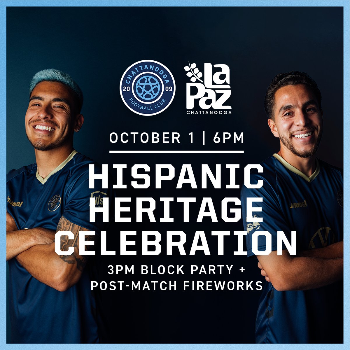 Chattanooga FC (@chattanoogafc) on Twitter photo <a href="/lapazchatt/">La Paz Chattanooga</a> opened its doors in 2004 and since then never stopped pushing for the inclusion of the Hispanic and Latino community in Southeast Tennessee.
You can use code LAPAZ23 at checkout to help support their mission 💙
#SomosCFC #HispanicHeritageMonth #juntosesmejor <a href="/lapazchatt/">La Paz Chattanooga</a> opened its doors in 2004 and since then never stopped pushing for the inclusion of the Hispanic and Latino community in Southeast Tennessee.
You can use code LAPAZ23 at checkout to help support their mission 💙
#SomosCFC #HispanicHeritageMonth #juntosesmejor