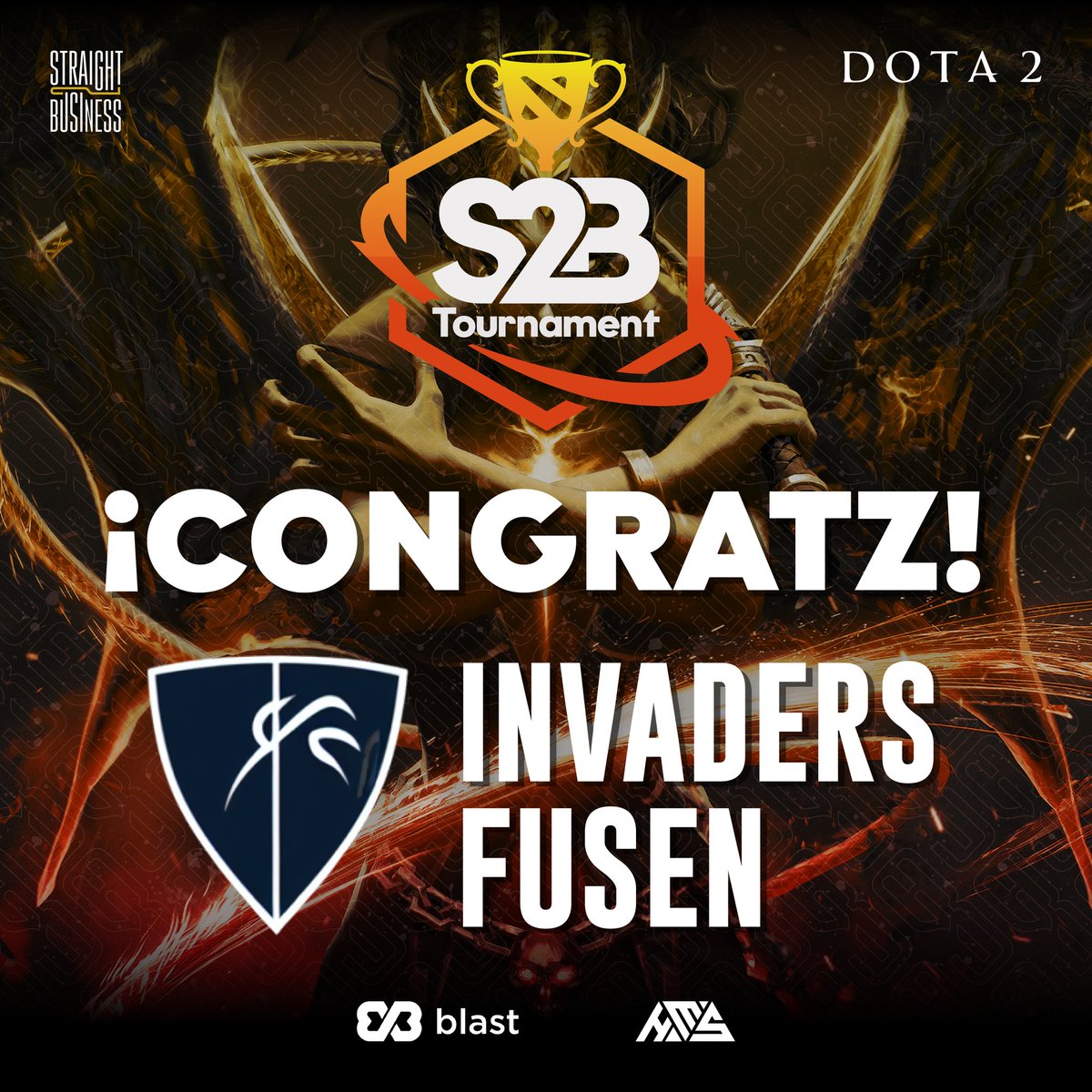 ¡FELICITACIONES A INVADERS FUSEN🇵🇪 POR SER LOS CAMPEONES DEL #S2BTournament! 👑

Lograron un aplastante 3-0 sobre @pacific_latam 🇧🇴 para llevarse el torneo, GG para ambos.

Muchas gracias a todos los equipos por participar y crear un ambiente competitivo.🔥

<a href="/HasteMedia/">HasteMediaStudio</a> <a href="/BlastGMI/">Blast</a>