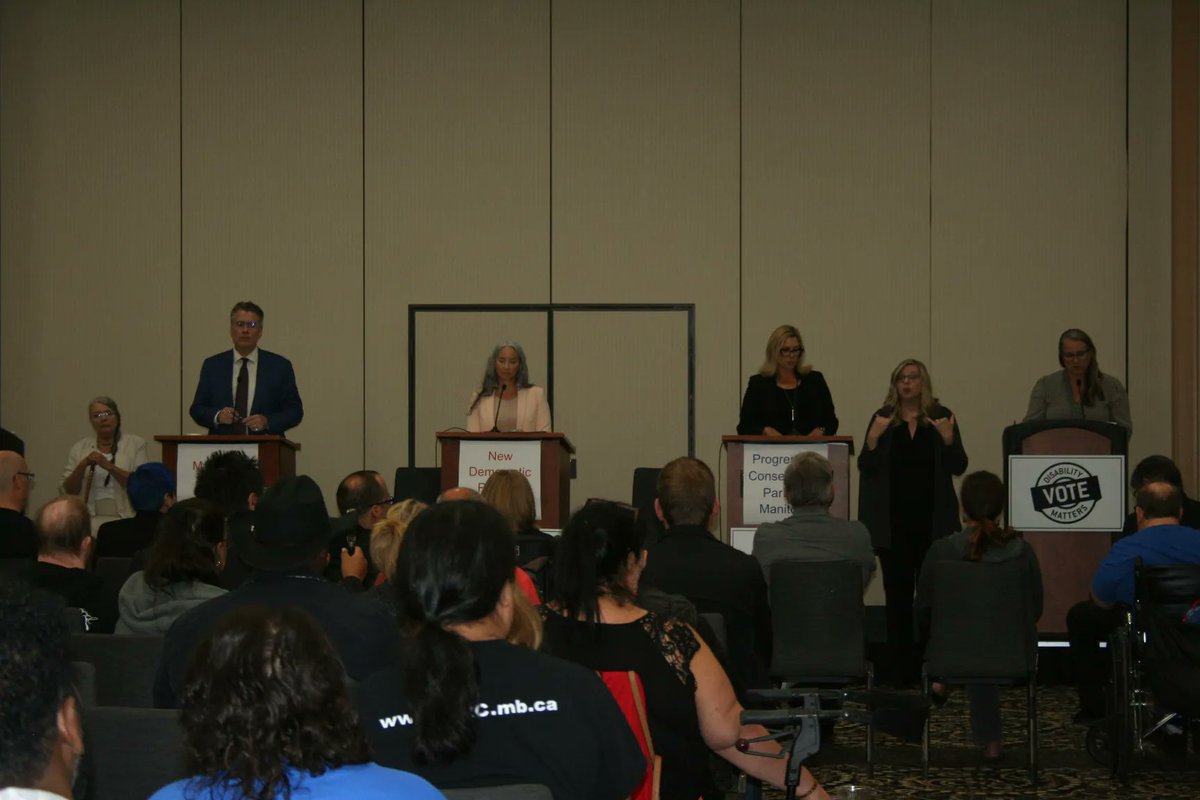 DMVoteMB's tweet photo. On September 14th, we held The Great Debate! Here are some moments captured at the debate. 
To check out the parties' commitments, visit the link in our bio! https://t.co/ykIBtUbhz5