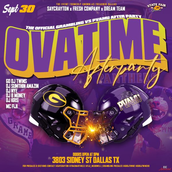 THE BIGGEST THE LARGEST PARTY TO HIT DALLAS TX THE OFFICIAL STATE FAIR CLASSIC AFTER PARTY PRESALES ALMOST SOLD OUT #GramVsPV