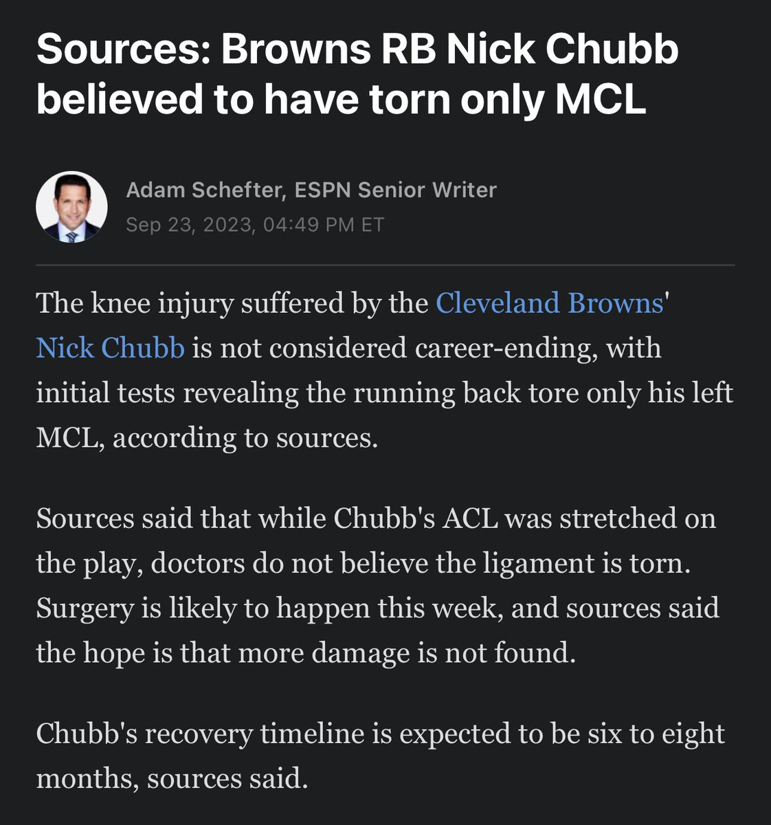Chubb only torn ONE ligament 

You saw the video

Maybe a good reason to squat more than 500
