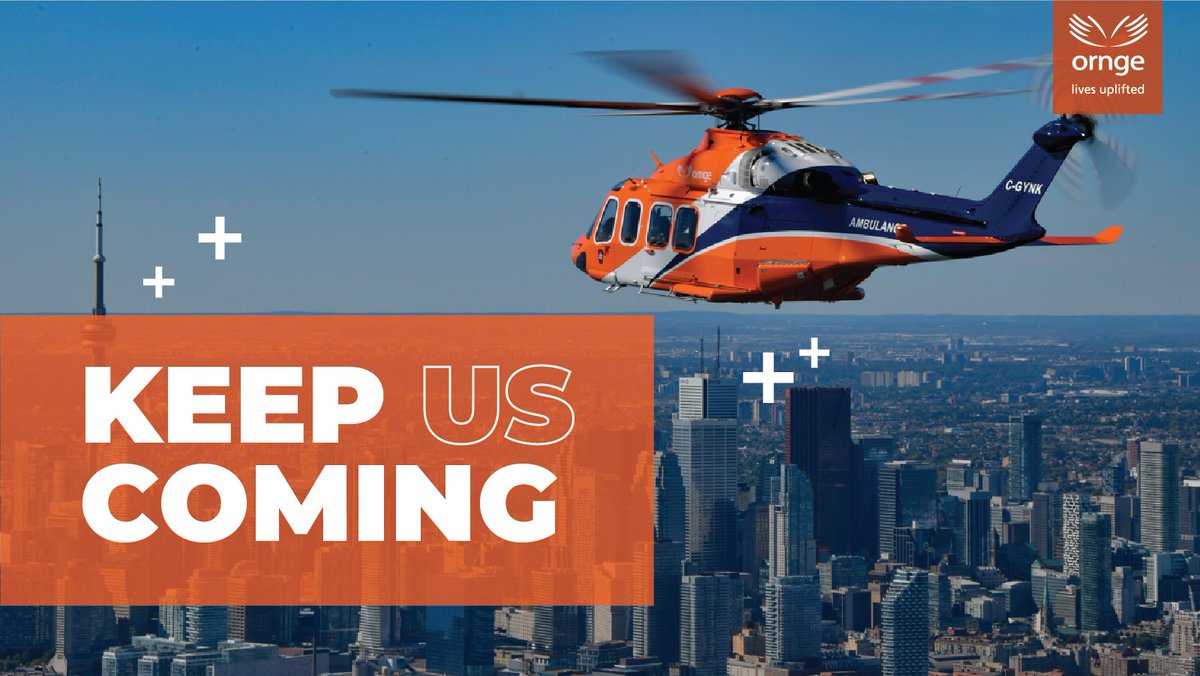 Ornge's tweet photo. We all know that timely access to a trauma centre saves lives. In some cases, an air ambulance can transport a critically injured patient to a trauma centre faster.
Watch this video to learn more: https://t.co/xJ9SVS9tH4
#KeepUsComing https://t.co/iyM68CMkMt